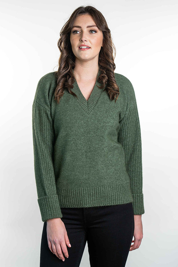 V Neck Ribbed Jumper