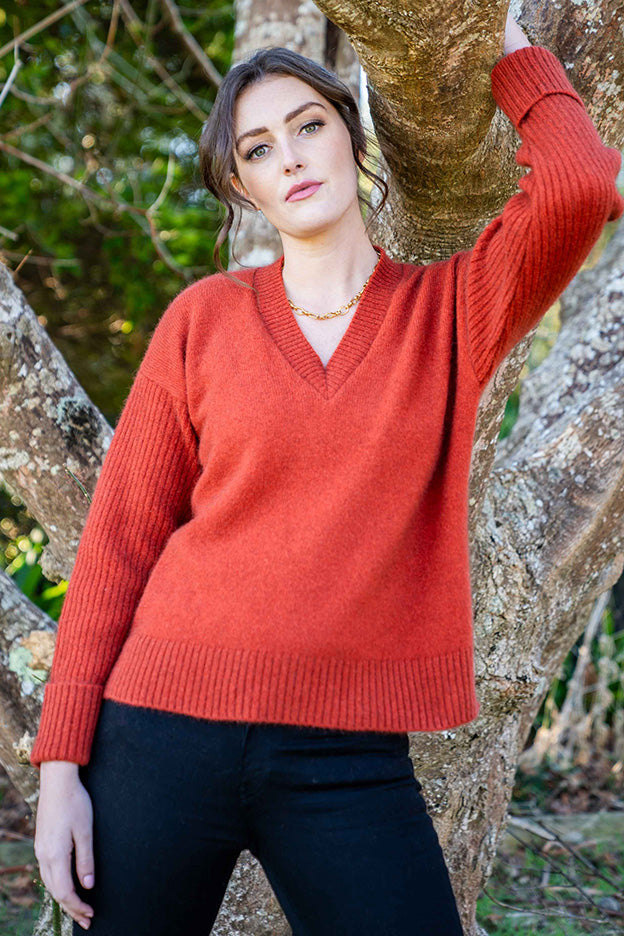 V Neck Ribbed Jumper