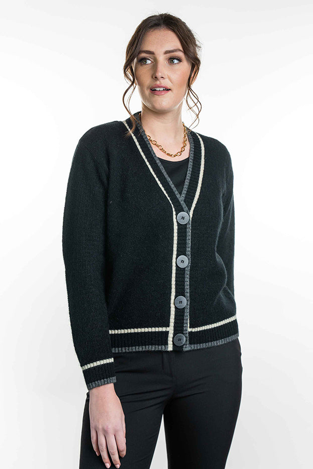 Contrast Textured Cardigan