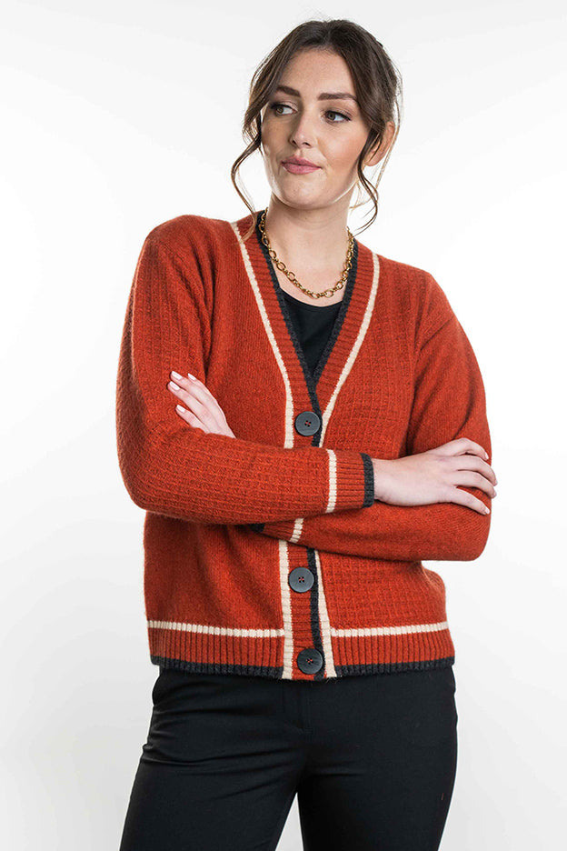 Contrast Textured Cardigan