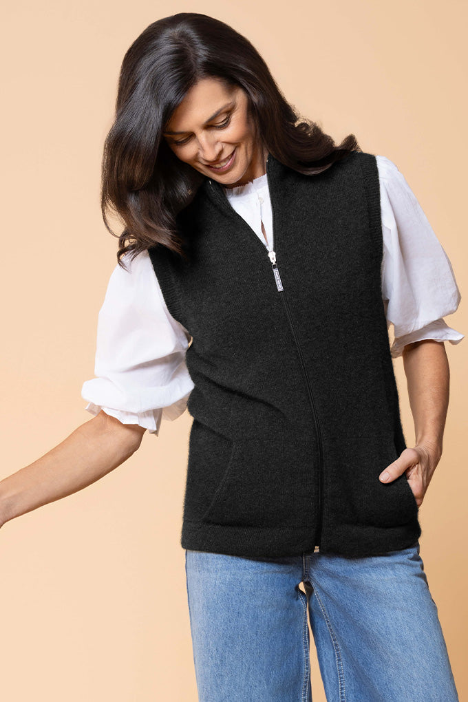 Ladies Gilet Zip Through Vest - Wool Online Australia | Melbourne
