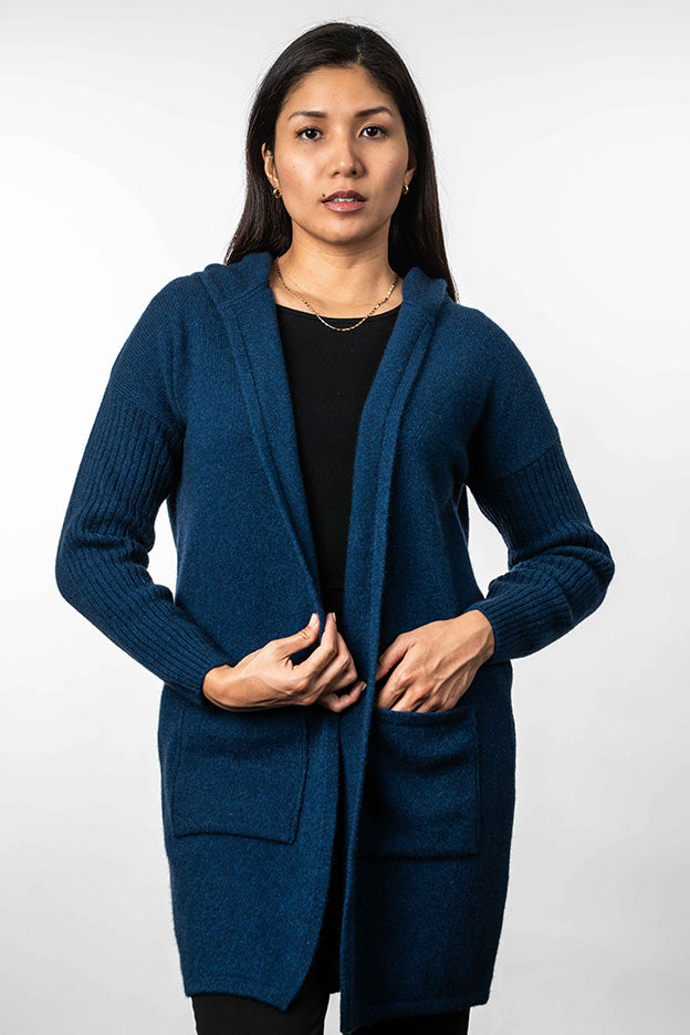 Hooded Longline Possum Cardigan