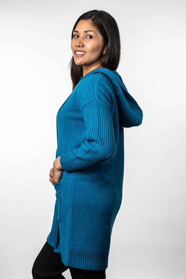 Hooded Longline Possum Cardigan