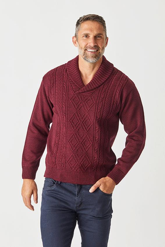 Aaron Cable Shawl Sweater - Danny’s Knitwear