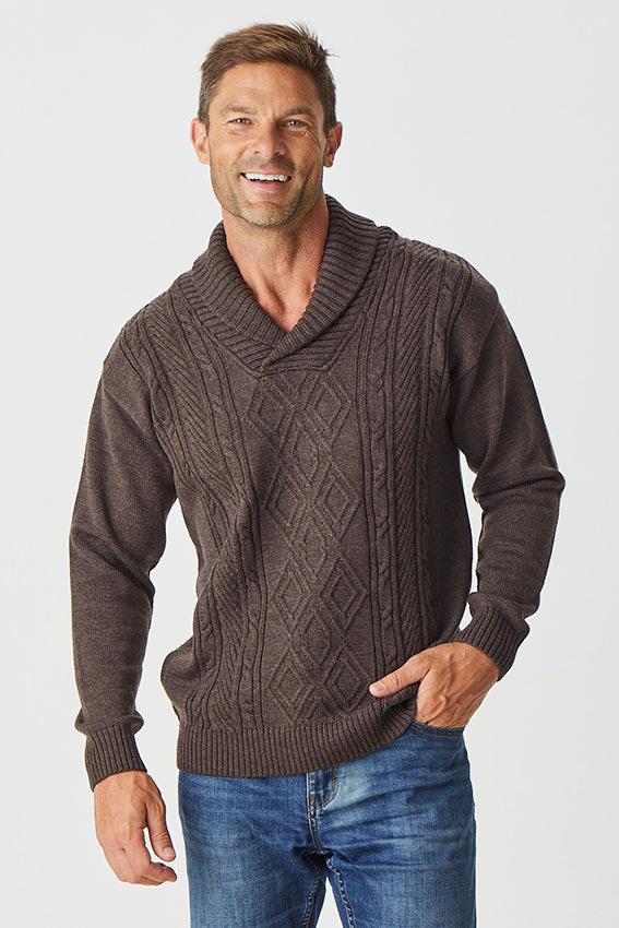 Aaron Cable Shawl Sweater - Danny’s Knitwear