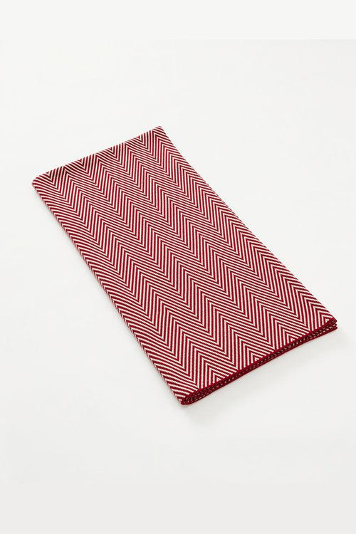 Merino Double Sided Herringbone Blanket - Red - Danny’s Knitwear