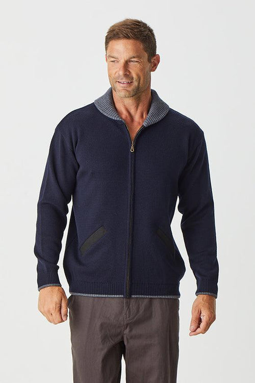 Men's Full Zip Jacket - Navy - Danny’s Knitwear