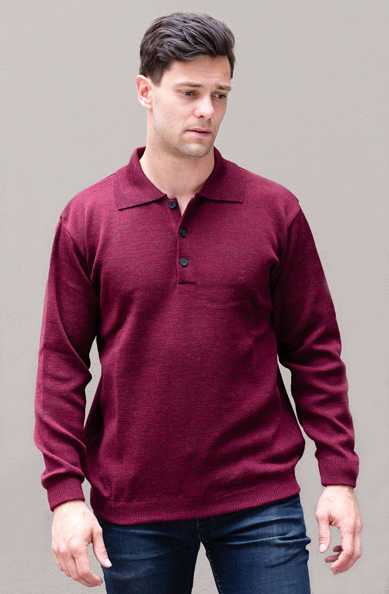 Mid Weight Buttoned Polo Neck - Danny's Knitwear