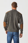 Men's Zipped Cardigan With Suede Patches - Casino - Danny’s Knitwear