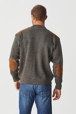Men's Zipped Cardigan With Suede Patches - Casino - Danny’s Knitwear